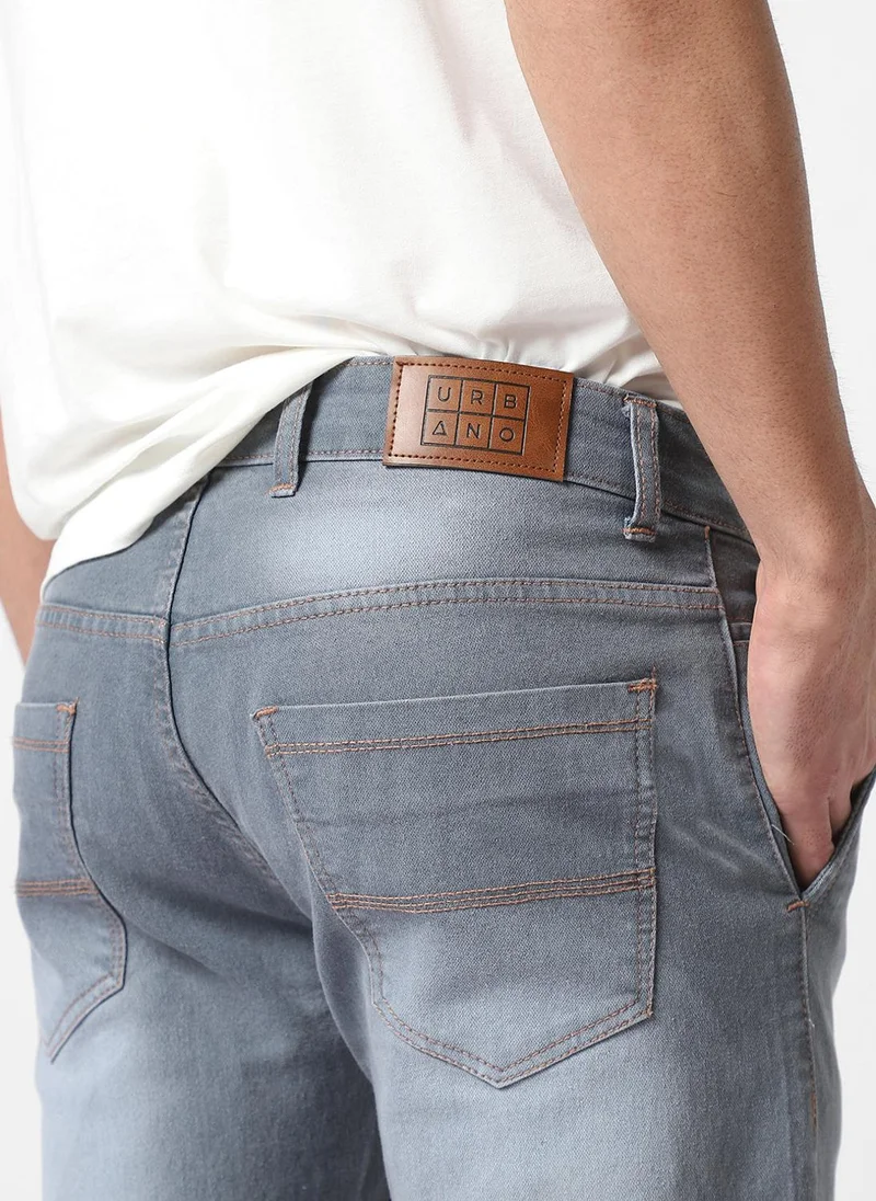 Urbano Fashion  Urbano Fashion Men's Grey Slim Fit Washed Jeans Stretchable for Men | Best Price UAE